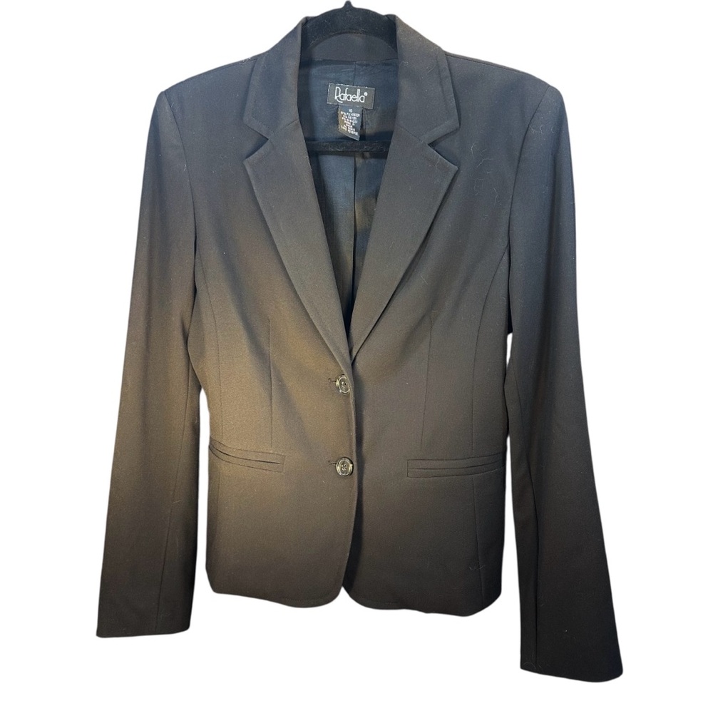 Rafaella Black Jacket Button Front Fitted Lined Long Sleeves Womens Size 10 - Picture 4 of 9